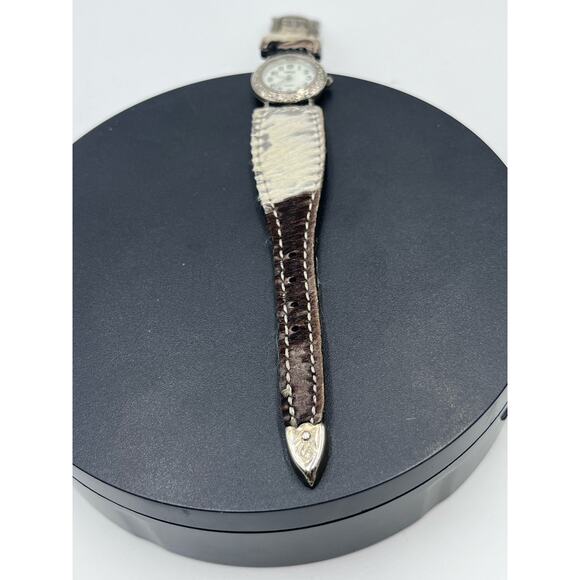Arenix Mexico Cowhide Band Japan Movement White Face Silver Tone Detail - Picture 8 of 10